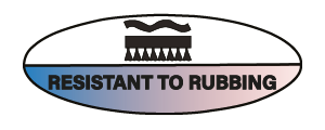 Logo resistente all'attrito con simbolo di spazzola e scritta 'Resistant to Rubbing' per corde per nautica di alta qualità